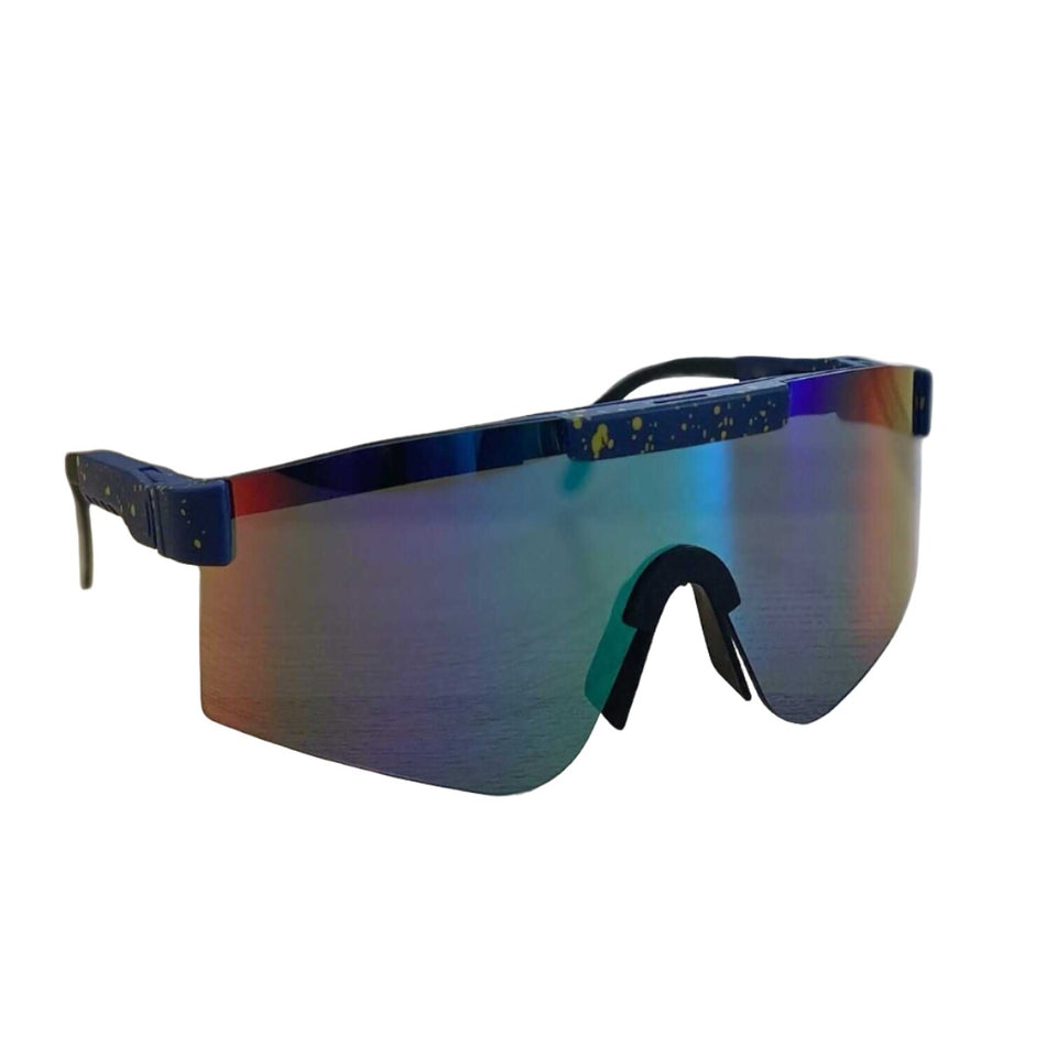 Novelty Retro Sunglasses (Blue Rainbow/Navy Blue)